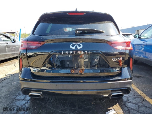 2022 Infiniti QX50 LUXE with VIN 3PCAJ5BB0NF113033, listed as a Copart auction lot 71953474 with 25,233 mi miles and Salvage Title. Bid and sale history available at carsss.com. Image 6.