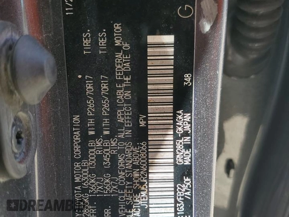 2022 Toyota 4Runner SR5 with VIN JTEMU5JR2N6008066, listed as a Copart auction lot 66622614 with 24,378 mi miles and Salvage title. Bid and sale history available at DreamBid. Image 13.