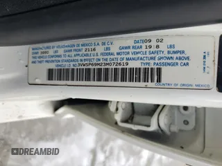 2003 Volkswagen Jetta GLS with VIN 3VWSP69M23M072619, listed as a Copart auction lot 59560205 with 345,583 mi miles and Salvage title. Bid and sale history available at DreamBid. Image 12.
