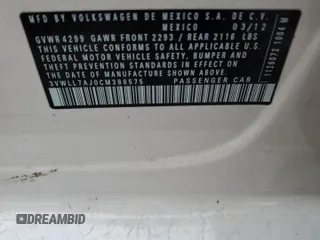 2012 Volkswagen Jetta TDI с VIN 3VWLL7AJ0CM388575, выставлен на аукционе Copart как лот 60374835 с пробегом 187 867 миль миль и Списание • Salvage title. История ставок и продаж доступна на DreamBid. Изображение 13.