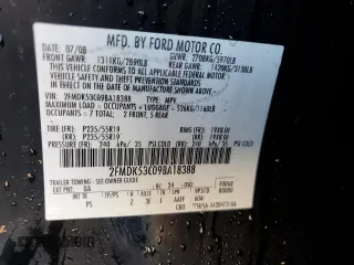 2009 Ford Flex Limited with VIN 2FMDK53C09BA18388, listed as a Copart auction lot 82188514 with 225,939 mi miles and Salvage Title. Bid and sale history available at carsss.com. Image 13.