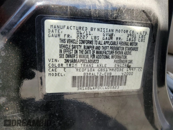 2012 Nissan Sentra S с VIN 3N1AB6AP0CL605823, выставлен на аукционе Copart как лот 58871665 с пробегом 149 355 миль миль и Чистый • Clean title. История ставок и продаж доступна на DreamBid. Изображение 12.