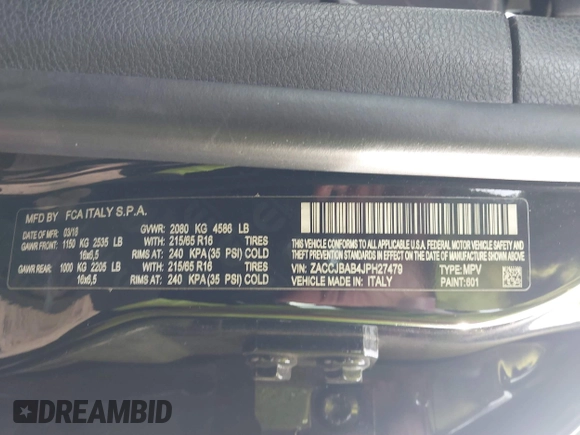 2018 Jeep Renegade Upland с VIN ZACCJBAB4JPH27479, выставлен на аукционе IAAI как лот 41445446 с пробегом 83 653 миль миль и . История ставок и продаж доступна на DreamBid. Изображение 9.