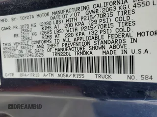2007 Toyota Tacoma with VIN 5TENX22N87Z461625, listed as a Copart auction lot 52764765 with 170,918 mi miles and Salvage title. Bid and sale history available at DreamBid. Image 12.