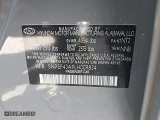 2020 Hyundai Sonata SEL with VIN 5NPEF4JA9LH009824, listed as a IAAI auction lot 41795181 with 55,068 mi miles. Bid and sale history available at carsss.com. Image 9.