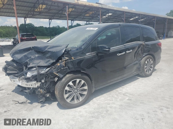 2023 Honda Odyssey EX-L with VIN 5FNRL6H6XPB018723, listed as a Copart auction lot 54877055 with 32,223 mi miles and Salvage Title. Bid and sale history available at carsss.com. Image 1.
