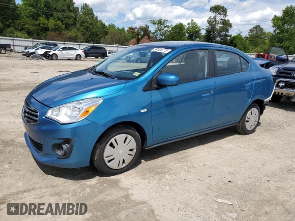 2019 Mitsubishi Mirage ES z VIN ML32F3FJ0KHF16636, wystawiony jako Copart lot #58084715 z przebiegiem 74 305 mil mil oraz Szkoda całkowita • Salvage title. Historia ofert i sprzedaży dostępna na DreamBid. Obrazek 1.