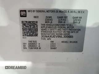 2022 Chevrolet Equinox LT z VIN 3GNAXUEV9NL300665, wystawiony jako Copart lot #56933125 z przebiegiem 30 686 mil mil oraz Szkoda całkowita • Salvage title. Historia ofert i sprzedaży dostępna na DreamBid. Obrazek 13.
