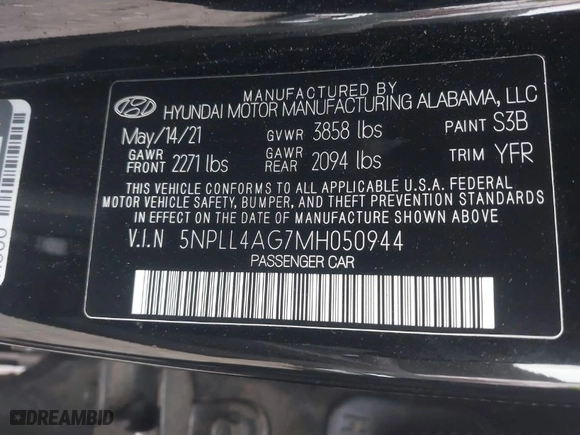2021 Hyundai Elantra SE with VIN 5NPLL4AG7MH050944, listed as a IAAI auction lot 42019172 with 78,363 mi miles. Bid and sale history available at carsss.com. Image 9.