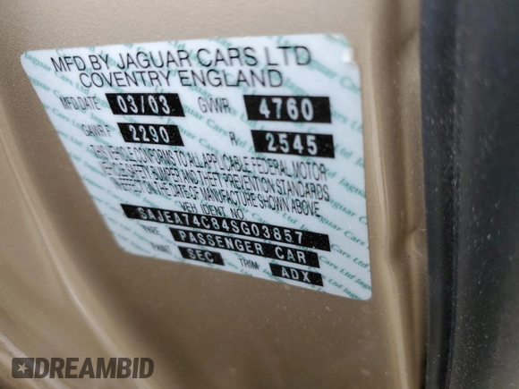 2004 Jaguar XJ with VIN SAJEA74C84SG03857, listed as a Copart auction lot 62156875 with 92,649 mi miles and Salvage title. Bid and sale history available at DreamBid. Image 12.