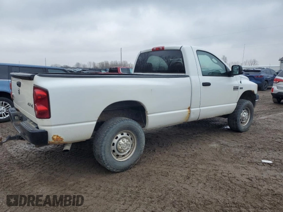 2007 Dodge Ram 2500 ST with VIN 3D7KS26D87G778311, listed as a Copart auction lot 52297855 with 65,598 mi miles and Clean Title. Bid and sale history available at carsss.com. Image 3.
