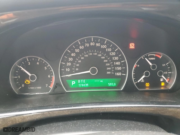 2008 Saab 9-5 with VIN YS3ED49G083507307, listed as a Copart auction lot 43920245 with 174,439 mi miles and Salvage Title. Bid and sale history available at carsss.com. Image 9.