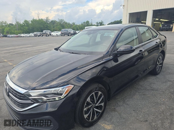 2024 Volkswagen Jetta S with VIN 3VW5M7BU0RM076814, listed as a IAAI auction lot 42751182 with 23,577 mi miles and . Bid and sale history available at DreamBid. Image 1.
