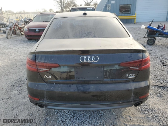 2018 Audi A4 Premium Plus with VIN WAULMAF43JN019550, listed as a Copart auction lot 83832484 with 75,466 mi miles and Salvage Title. Bid and sale history available at carsss.com. Image 6.
