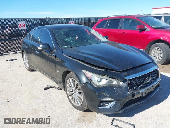 2018 Infiniti Q50 Luxe with VIN JN1EV7AP1JM351430, listed as a IAAI auction lot 42209857 with 119,531 mi miles and . Bid and sale history available at carsss.com. Image 1.