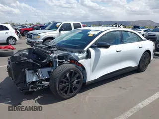 2025 Lucid Air Pure with VIN 50EA1PGA7SA001096, listed as a IAAI auction lot 41950025 with 3,502 mi miles. Bid and sale history available at carsss.com. Image 2.