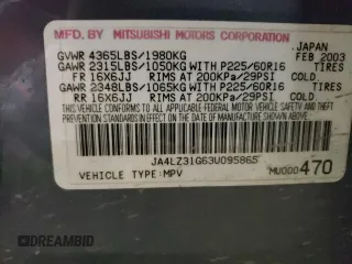 2003 Mitsubishi Outlander LS z VIN JA4LZ31G63U095865, wystawiony jako Copart lot #55831645 z przebiegiem 236 261 mil mil oraz Czysty tytuł • Clean title. Historia ofert i sprzedaży dostępna na DreamBid. Obrazek 13.