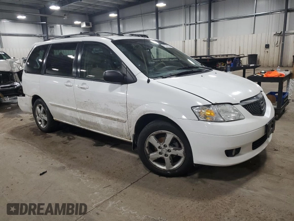 2002 Mazda MPV LX with VIN JM3LW28J320332691, listed as a Copart auction lot 45354325 with 152,780 mi miles and Salvage Title. Bid and sale history available at carsss.com. Image 4.