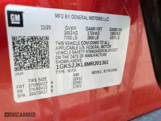 2021 GMC Yukon XL Denali with VIN 1GKS2JKL8MR201361, listed as a Copart auction lot 50563075 with 0 mi miles and Salvage Title. Bid and sale history available at carsss.com. Image 13.
