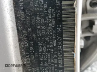 2006 Hyundai Tucson GLS with VIN KM8JN72D46U261840, listed as a Copart auction lot 60743025 with 155,077 mi miles and Salvage title. Bid and sale history available at DreamBid. Image 13.
