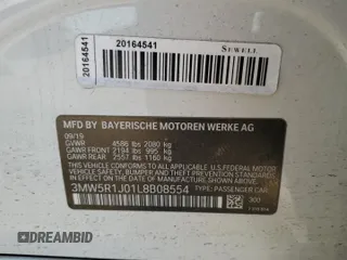 2020 BMW 3 Series 330i with VIN 3MW5R1J01L8B08554, listed as a Copart auction lot 47298125 with 98,461 mi miles and Salvage Title. Bid and sale history available at carsss.com. Image 12.
