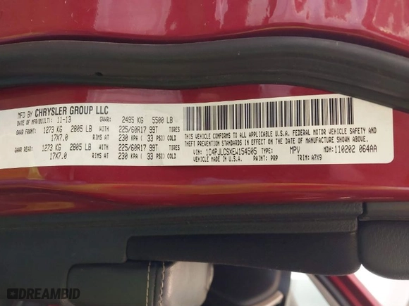 2014 Jeep Cherokee Latitude with VIN 1C4PJLCSXEW154505, listed as a IAAI auction lot 41667745 with 199,957 mi miles. Bid and sale history available at carsss.com. Image 9.