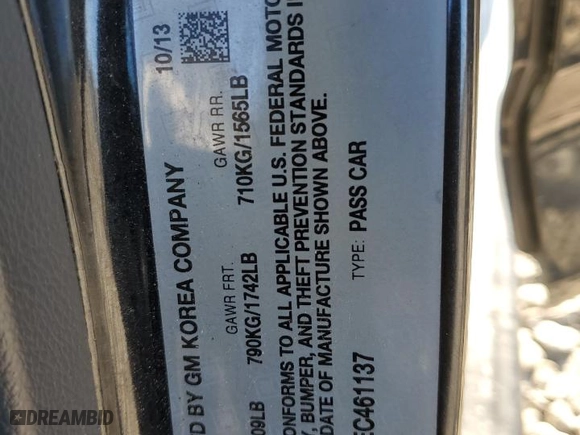 2014 Chevrolet Spark LS with VIN KL8CB6S90EC461137, listed as a Copart auction lot 50315015 with 100,592 mi miles and Salvage Title. Bid and sale history available at carsss.com. Image 12.