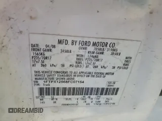 2008 Ford F-150 XLT with VIN 1FTPX12568FC07154, listed as a Copart auction lot 42030185 with 290,918 mi miles and Salvage Title. Bid and sale history available at carsss.com. Image 12.