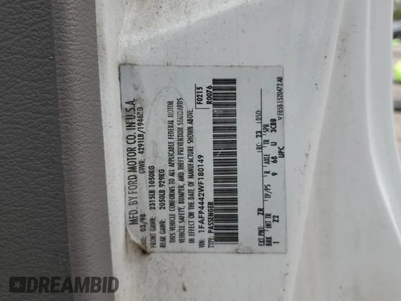 1998 Ford Mustang with VIN 1FAFP4442WF180149, listed as a Copart auction lot 51080475 with 103,736 mi miles and Salvage Title. Bid and sale history available at carsss.com. Image 12.