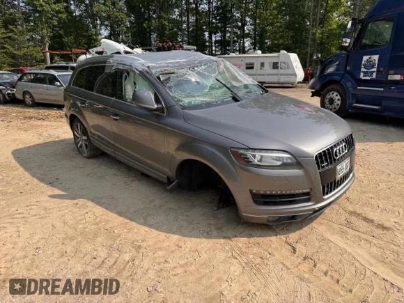 2013 Audi Q7 Premium Plus z VIN WA1LGAFE1DD003337, wystawiony jako Copart lot #61694855 z przebiegiem Nie podano mil oraz Czysty tytuł • Clean title. Historia ofert i sprzedaży dostępna na DreamBid. Obrazek 1.