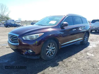 2013 Infiniti JX35 z VIN 5N1AL0MM4DC345105, wystawiony jako IAAI lot #41741937 z przebiegiem 76 332 mil mil oraz . Historia ofert i sprzedaży dostępna na DreamBid. Obrazek 2.