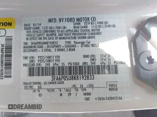 2019 Ford Fusion Titanium with VIN 3FA6P0SU8KR192833, listed as a IAAI auction lot 42818081 with 71,188 mi miles and . Bid and sale history available at DreamBid. Image 9.