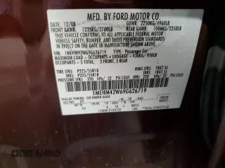 2009 Mercury Sable Premier with VIN 1MEHM42W69G626719, listed as a Copart auction lot 62270835 with 78,193 mi miles and Salvage title. Bid and sale history available at DreamBid. Image 12.