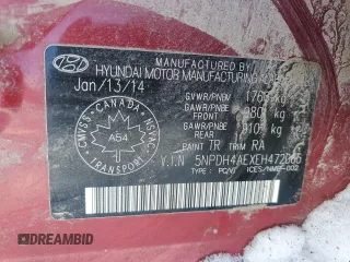 2014 Hyundai Elantra Limited z VIN 5NPDH4AEXEH472065, wystawiony jako Copart lot #43588645 z przebiegiem 141 128 mil mil oraz Szkoda całkowita • Salvage title. Historia ofert i sprzedaży dostępna na DreamBid. Obrazek 12.