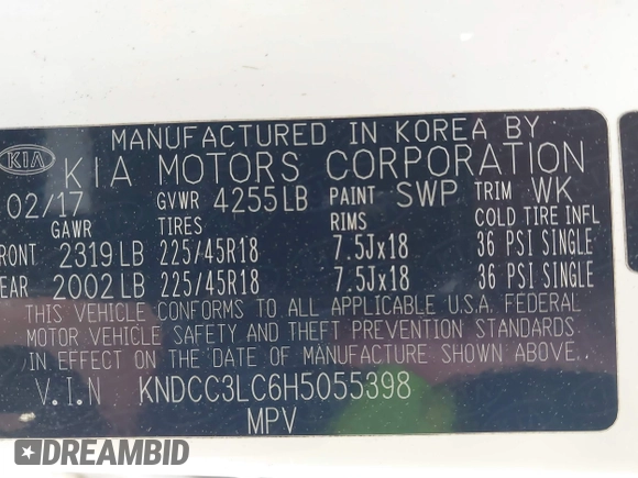 2017 Kia Niro Touring Launch Edition with VIN KNDCC3LC6H5055398, listed as a IAAI auction lot 41654328 with 172,314 mi miles. Bid and sale history available at carsss.com. Image 9.