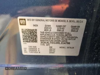 2024 GMC Terrain SLE with VIN 3GKALTEG3RL314796, listed as a Copart auction lot 58643785 with 22,617 mi miles and Salvage title. Bid and sale history available at DreamBid. Image 13.