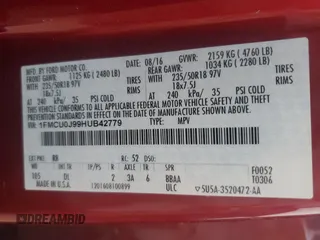 2017 Ford Escape Titanium with VIN 1FMCU0J99HUB42779, listed as a Copart auction lot 47860945 with 98,114 mi miles and Salvage Title. Bid and sale history available at carsss.com. Image 13.