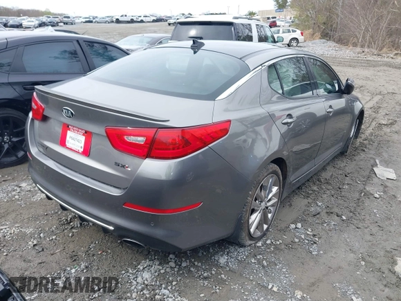 2014 Kia Optima SXL Turbo with VIN 5XXGR4A68EG272347, listed as a IAAI auction lot 41847119 with 131,197 mi miles and . Bid and sale history available at DreamBid. Image 4.