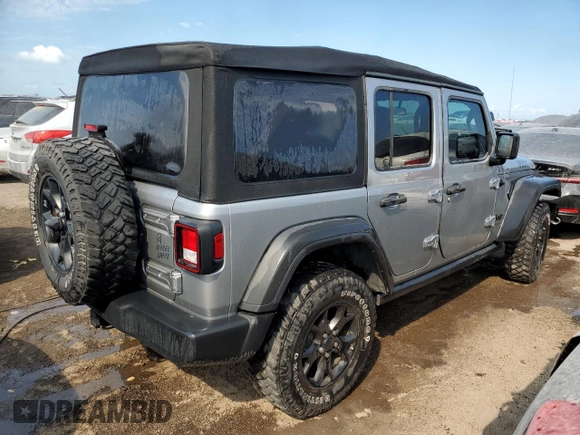 2021 Jeep Wrangler Unlimited Sport Altitude with VIN 1C4HJXDNXMW555815, listed as a Copart auction lot 75677724 with Not provided miles and Non repairable. Bid and sale history available at DreamBid. Image 3.