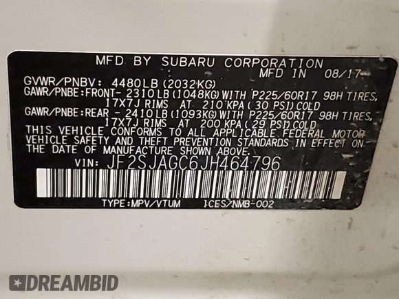2018 Subaru Forester Premium with VIN JF2SJAGC6JH464796, listed as a Copart auction lot 42311635 with 0 mi miles and Salvage Title. Bid and sale history available at carsss.com. Image 13.