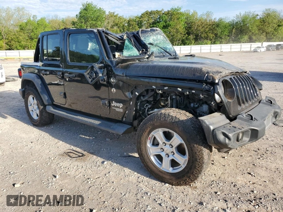 2020 Jeep Wrangler Unlimited Sport S with VIN 1C4HJXDG8LW207687, listed as a Copart auction lot 53818565 with 72,749 mi miles and Salvage title. Bid and sale history available at DreamBid. Image 4.