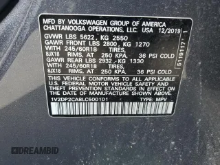 2020 Volkswagen Atlas SE with VIN 1V2DP2CA8LC500101, listed as a Copart auction lot 48404194 with 58,287 mi miles and . Bid and sale history available at DreamBid. Image 14.