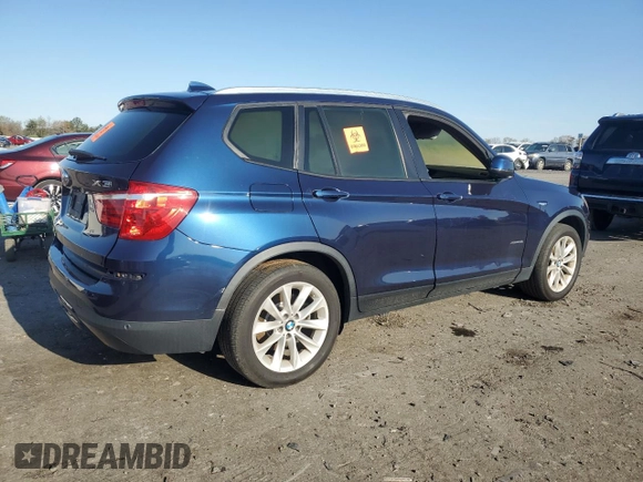 2016 BMW X3 xDrive28i with VIN 5UXWX9C55G0D83897, listed as a Copart auction lot 51317975 with 89,772 mi miles and Salvage Title. Bid and sale history available at DreamBid. Image 3.
