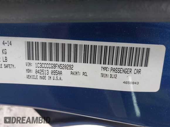 2015 Chrysler 200 C with VIN 1C3CCCCG9FN520292, listed as a IAAI auction lot 38802898 with 188,083 mi miles. Bid and sale history available at carsss.com. Image 9.
