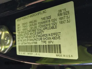 2016 Acura RDX Advance Pkg with VIN 5J8TB4H76GL007688, listed as a IAAI auction lot 41749238 with 101,034 mi miles. Bid and sale history available at carsss.com. Image 9.
