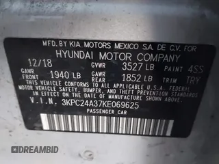 2019 Hyundai Accent SE with VIN 3KPC24A37KE069625, listed as a IAAI auction lot 41465042 with 63,825 mi miles. Bid and sale history available at carsss.com. Image 9.