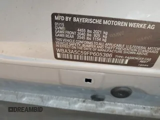2015 BMW 3 Series 328i with VIN WBA3A5C59FP605386, listed as a IAAI auction lot 42309429 with 164,463 mi miles and . Bid and sale history available at DreamBid. Image 9.