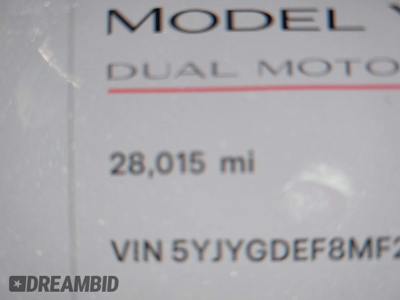 2021 Tesla Model Y Performance with VIN 5YJYGDEF8MF246658, listed as a IAAI auction lot 41679793 with 28,015 mi miles and . Bid and sale history available at DreamBid. Image 15.