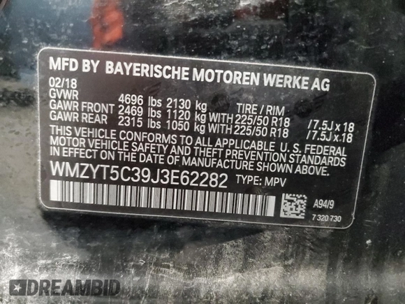 2018 MINI Countryman Cooper S with VIN WMZYT5C39J3E62282, listed as a Copart auction lot 53052945 with 32,103 mi miles and Salvage title. Bid and sale history available at DreamBid. Image 14.