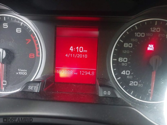 2010 Audi A4 2.0T Premium Plus with VIN WAUFFAFLXAN036912, listed as a IAAI auction lot 40906164 with 193,888 mi miles. Bid and sale history available at carsss.com. Image 7.